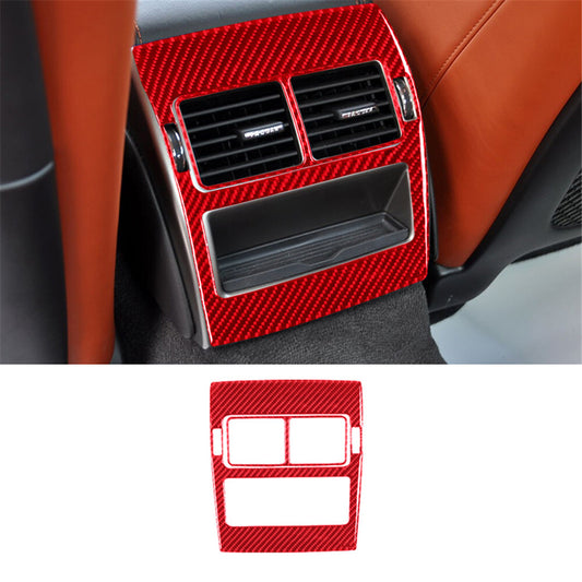 2X Red Central Control Rear Air Vent Trim Cover Carbon Fiber for Jaguar XF 09-11