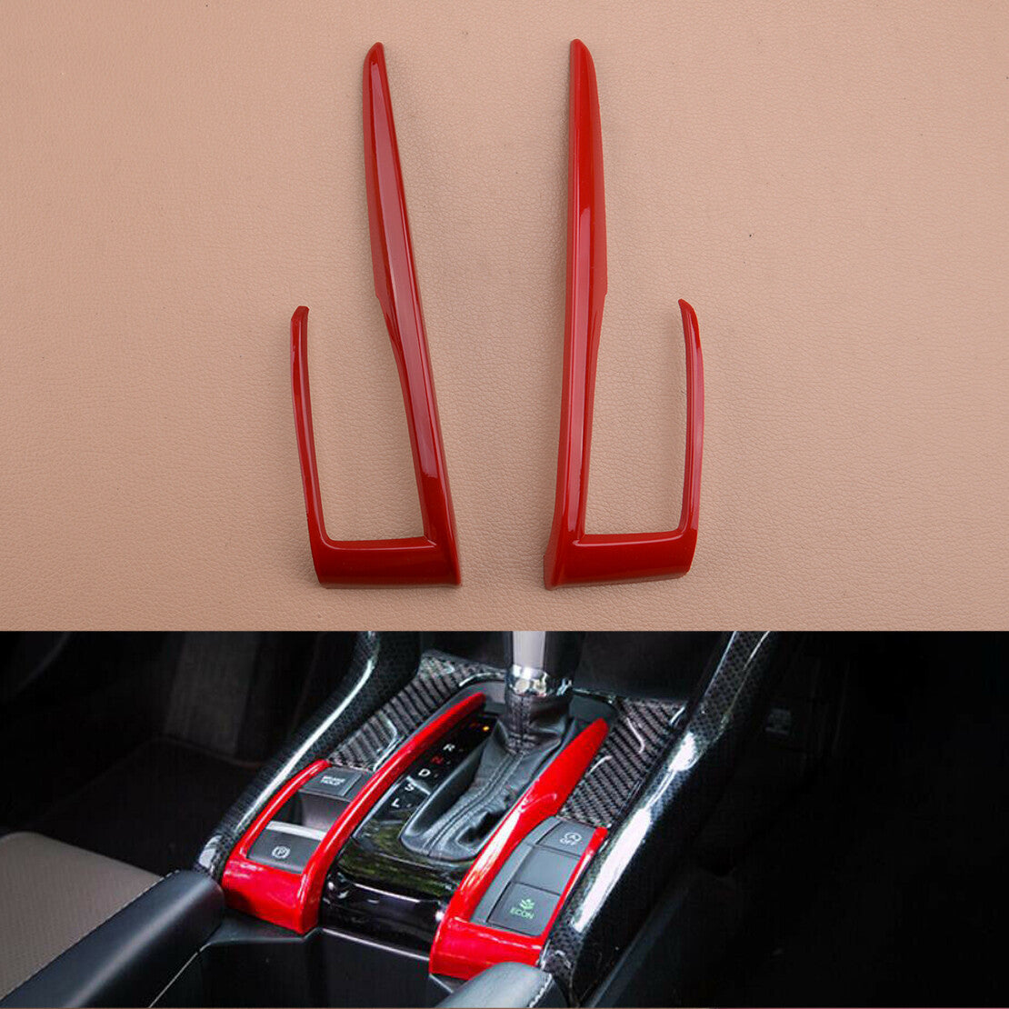 Red Interior Gear Shift Box Panel Cover Trim Frame Fit for Honda for Civic 10th Gen