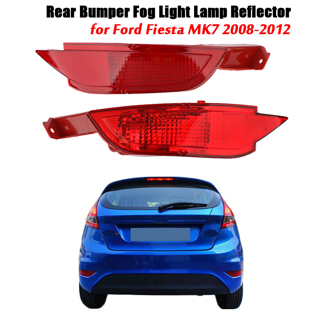 Rear bumper fog light reflector lens for Ford Fiesta Mk7 2008 - 12 Left + Right