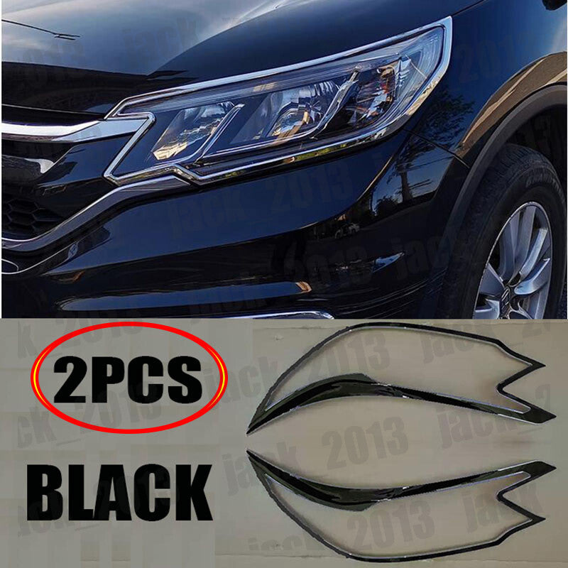 2pcs Black Chrome Front Head Light Lamp Cover Trim for Honda CRV CR-V 2012-2014