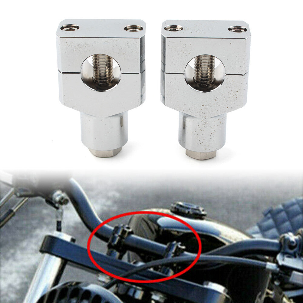 1 Handlebar Handle Bar Adapter Risers Clamp Mounts Chrome Fit for Harley Fatboy