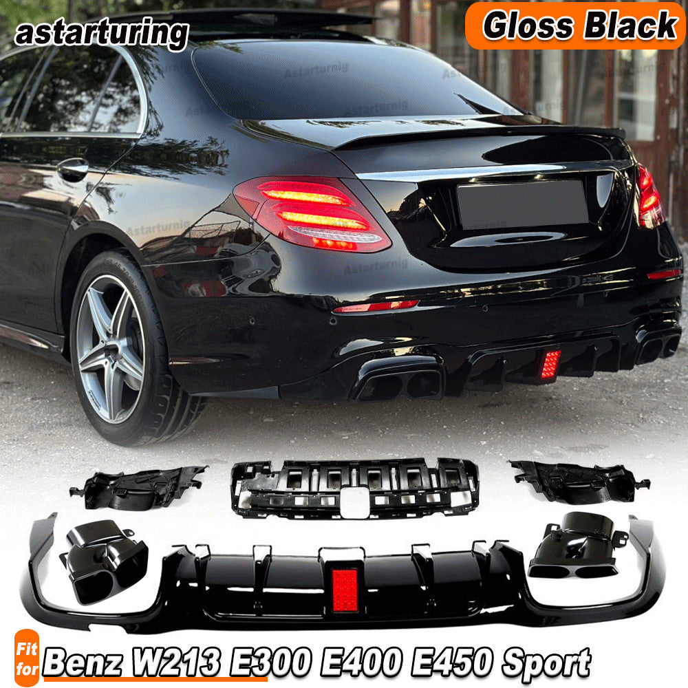 Rear Diffuser Lip W/Exhaust Tips Fit for Benz W213 E300 E400 E450 Sport 2016-20