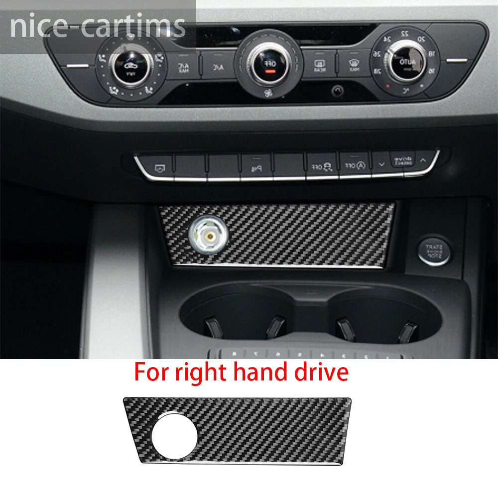 for Audi A4 A4L B9 2017-2019 RHD Inner Cigarette Lighter Panel Trim Carbon Fiber