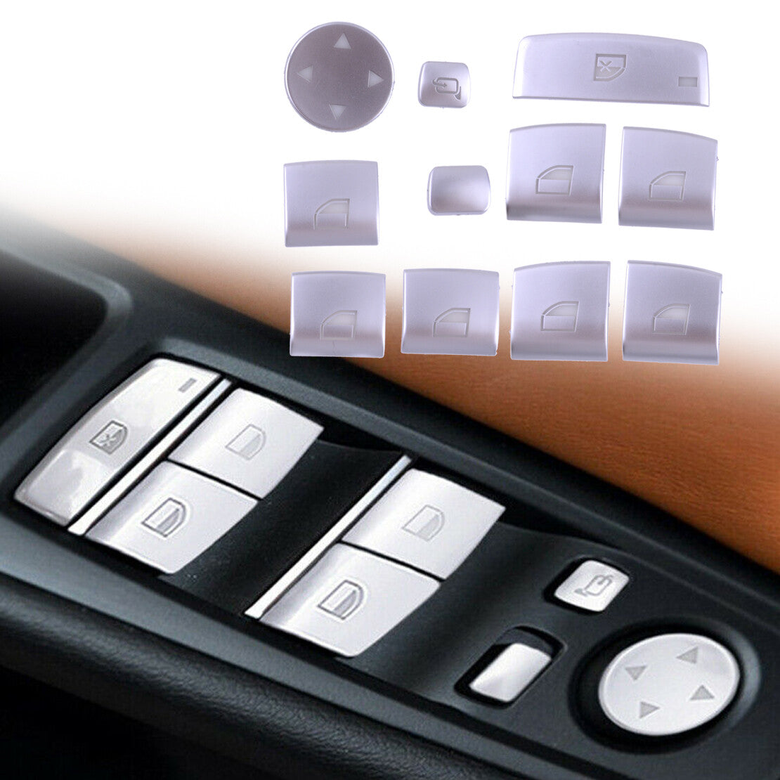 Window Lift Switch Button Cover Sticker fit for BMW 5 Series F10 F18 2011-17