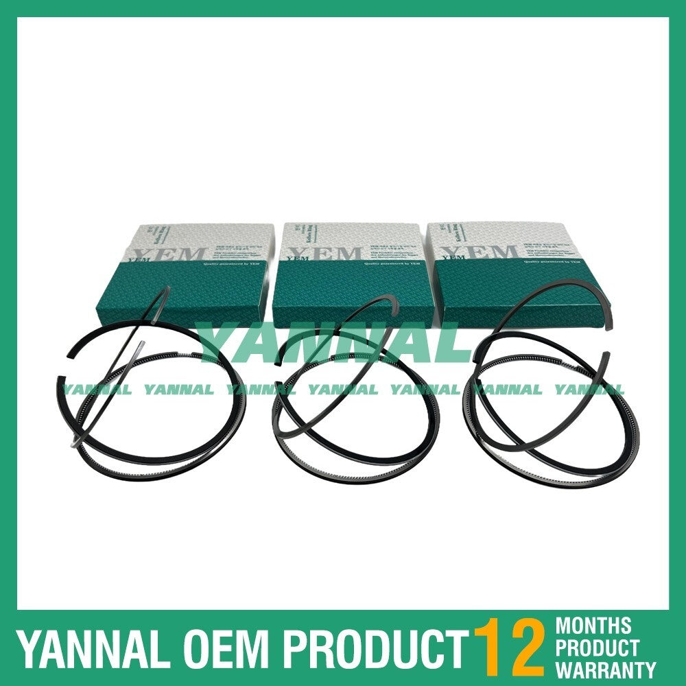 3 new D782 Piston Ring Sets (STD) for Kubota GR2110, ZD21, B7410, and L200 Tractors
