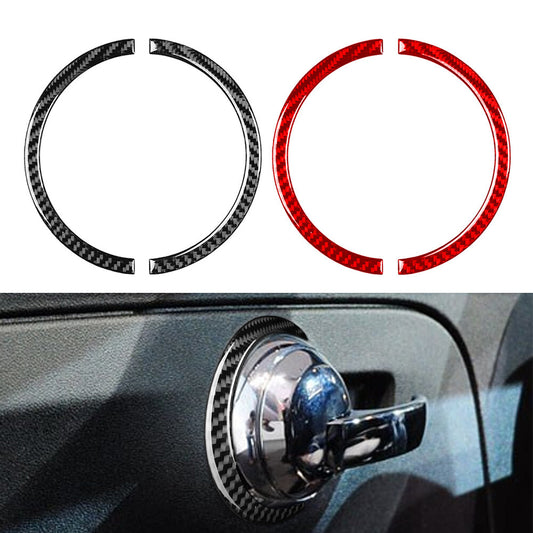 Carbon Fiber Interior Door Handle Ring Trim Cover for Fiat 500 2012-2015