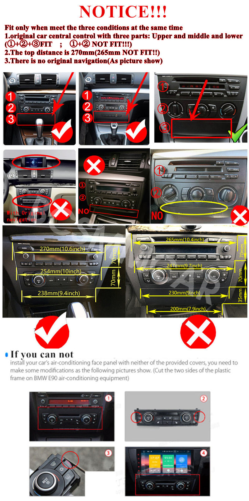 9in Car Stereo Radio BT FM RDS DAB Fit for BMW E81 E87 116i 2004-2011 Auto A/C