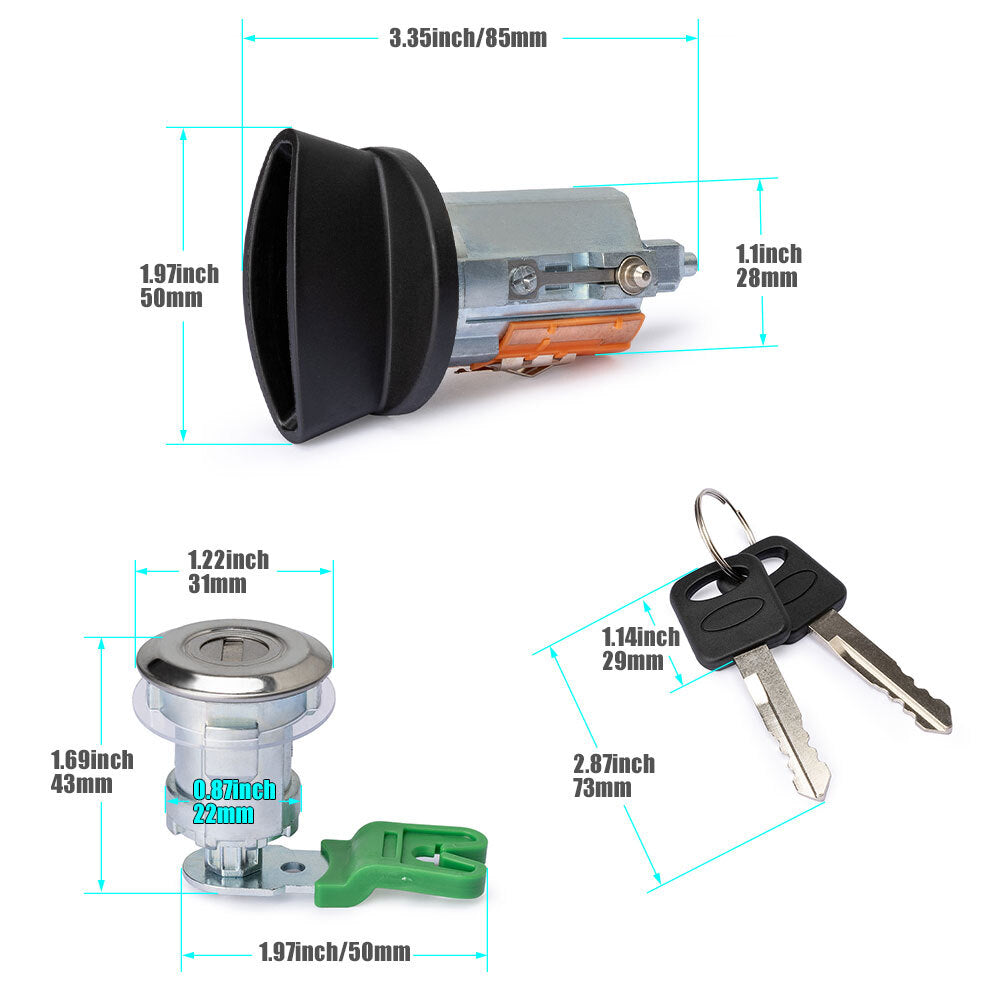 597638 Ignition Key Switch Door Lock Cylinder Kit for Ford E-150 E250 E350 6.8L