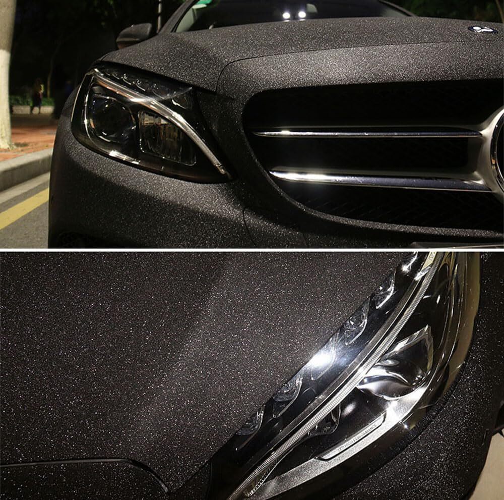 Black Glitter Diamond Sandy Sparkle Car Vinyl Wrap Matte Black Shiny Car Film