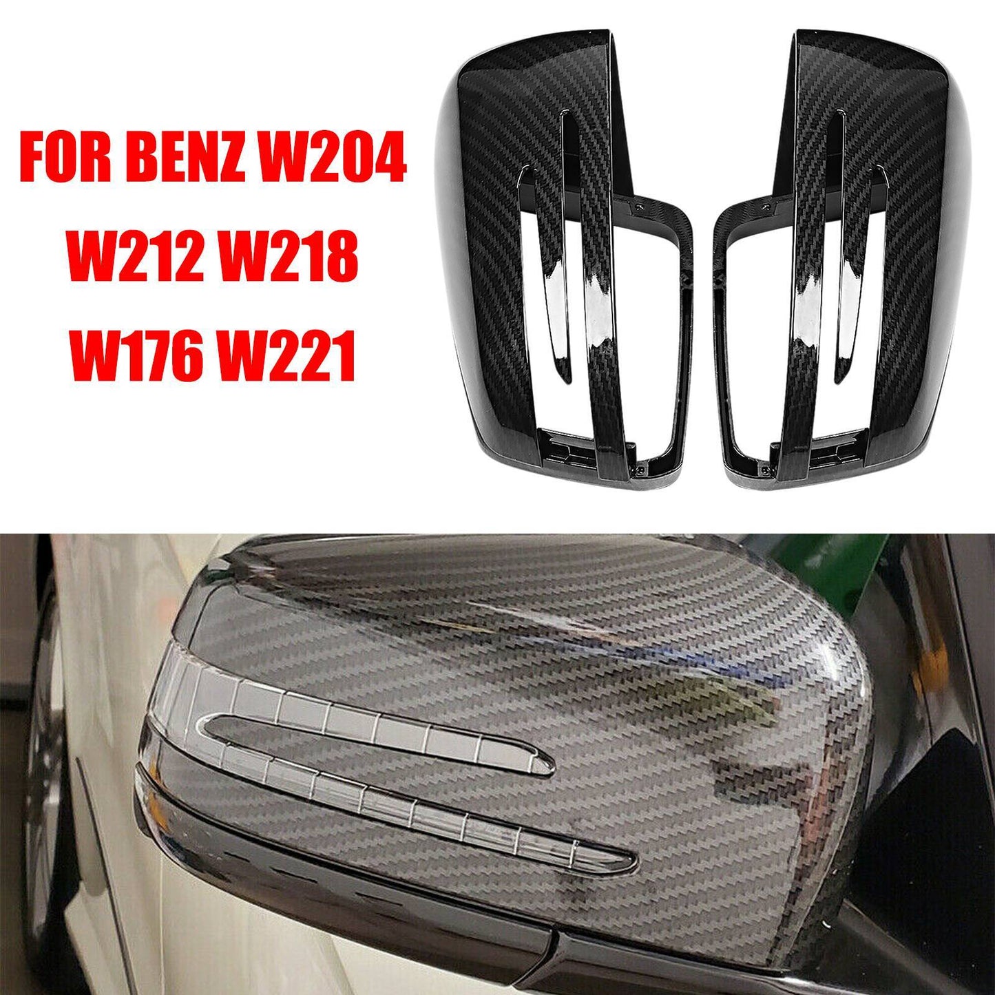 carbon fiber side mirror covers suitable for Mercedes-Benz W204 W212 W218 W176 AT