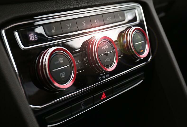 for VW Atlas 2018-2023 Red Aluminum Console Air Conditioning Knob Cover Trim 3X
