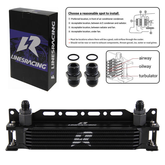 Aluminum Universal 7 Row G1/2 248MM Oil Cooler+2PCS AN8  AN10 Fittings+Bracket