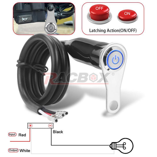 Blue LED Motorcycle ON+OFF Handlebar Mount Push Button Switch 12V Fog Headlight