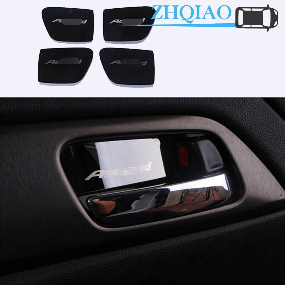 4pcBlack Titanium Steel Inner Door Bowl Cover Trim Fit for Honda Accord 2014-17