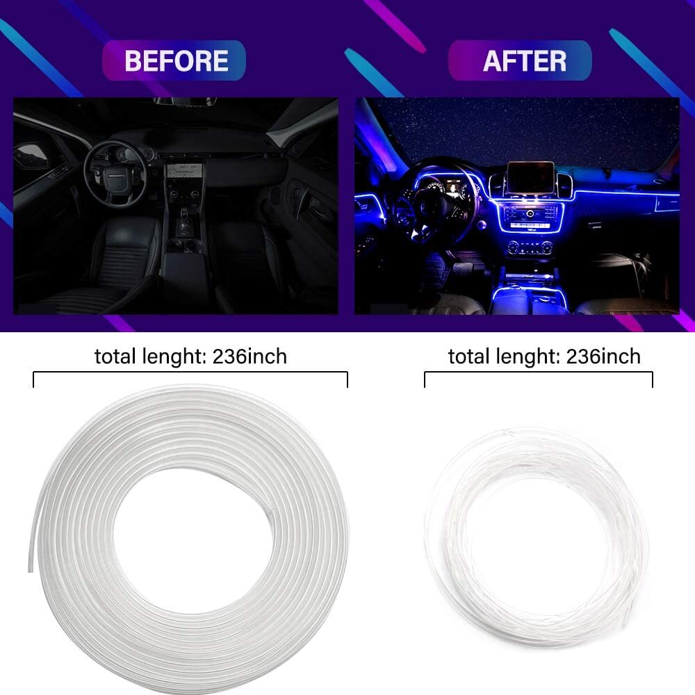 Upgrade Car Led Strip Lights RGB Music Interior Ambient Lighting Kit APP Control