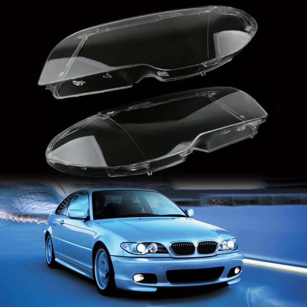Pair Headlight Headlamp Lens Cover For 2004-2006 for BMW 3 Series E46 2DR Coupe