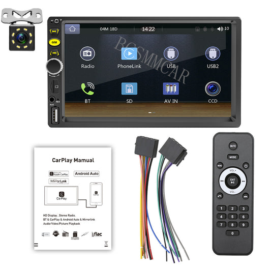 2DIN Car Stereo Radio Touch Screen Bluetooth MP5 Player W/Cam For Apple Carplay