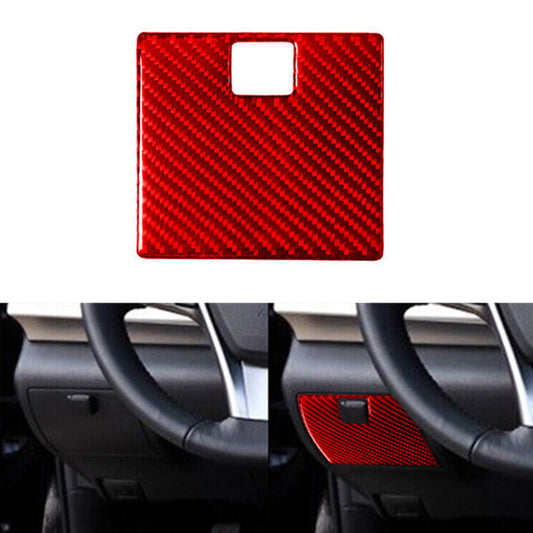 Red Carbon Fiber Inner Driver Side Storage Cover Trim for Toyota for Camry 2012-2014