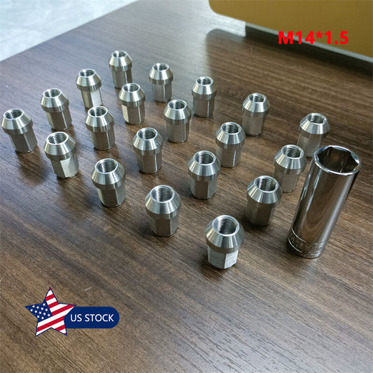 20pcs M141.5 Stainless Steel Wheel Nuts Lug Nuts Hex 19mm Length 35mm Universal