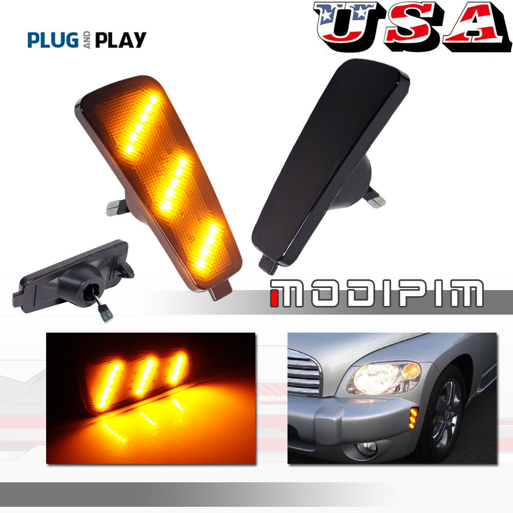 2-piece smoked lens amber front side marker corner lights for 2006-2011 for Chevrolet HHR