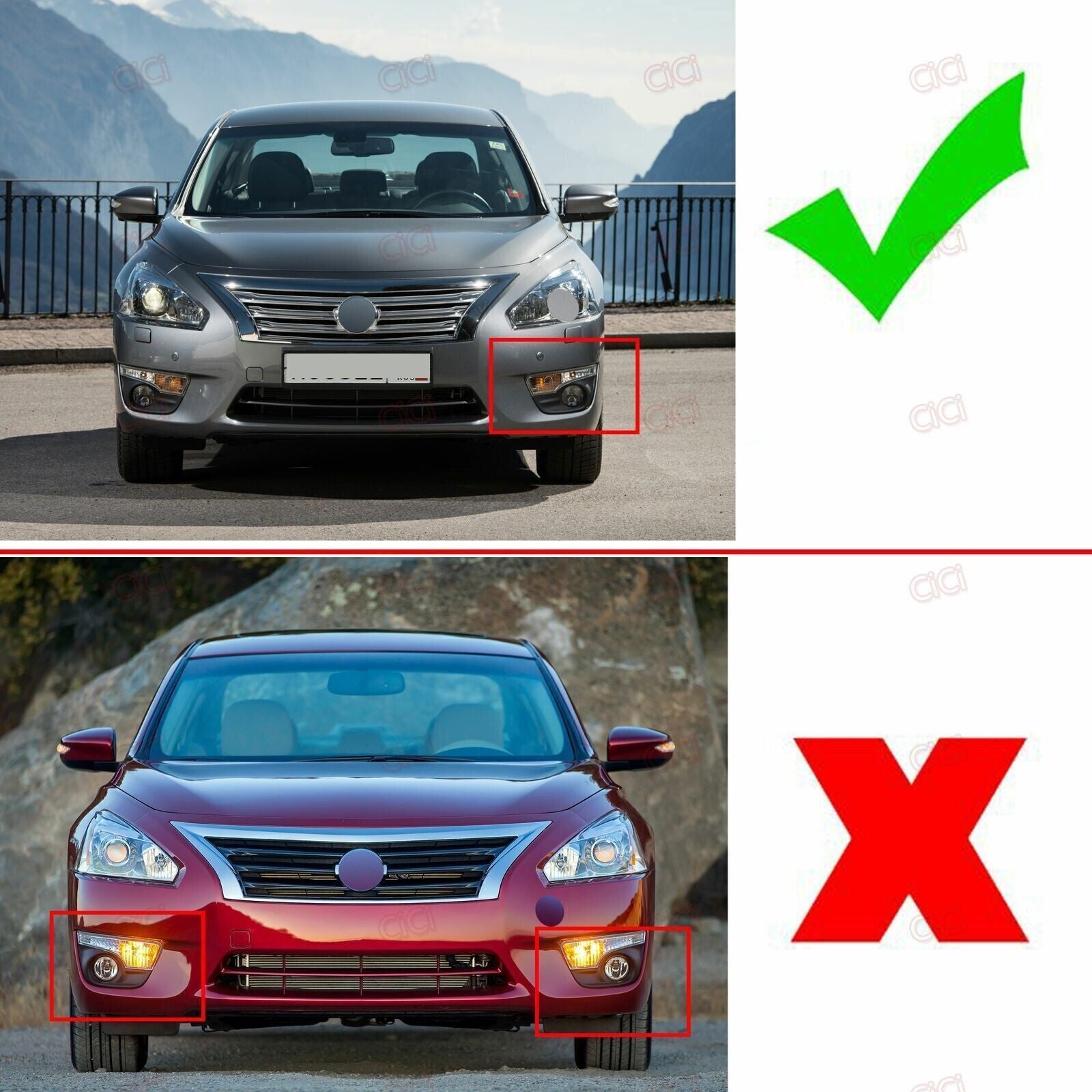 For 13-2015 for Nissan Altima Sedan Front Fog Light Lamp Cover Bezel Replace Part 2X