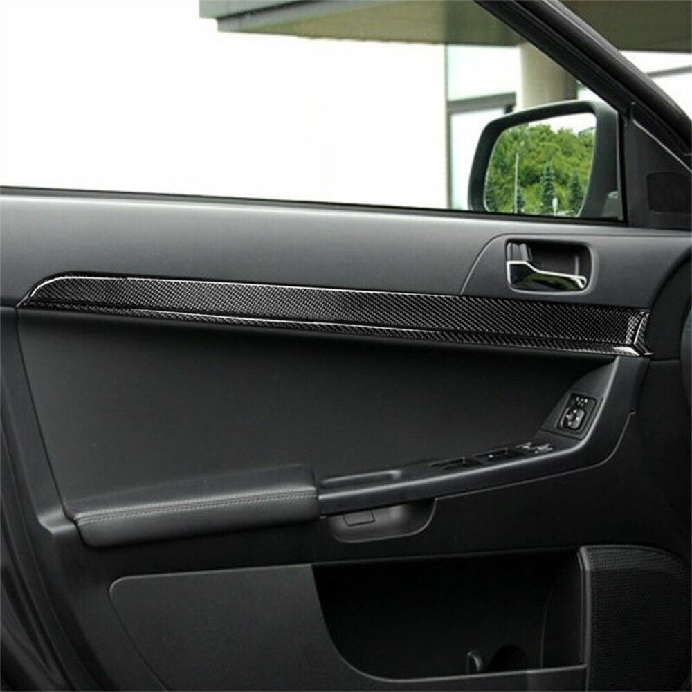 15Pcs Carbon Fiber Interior Door Panel Decor Cover for Mitsubishi Lancer 2008-15