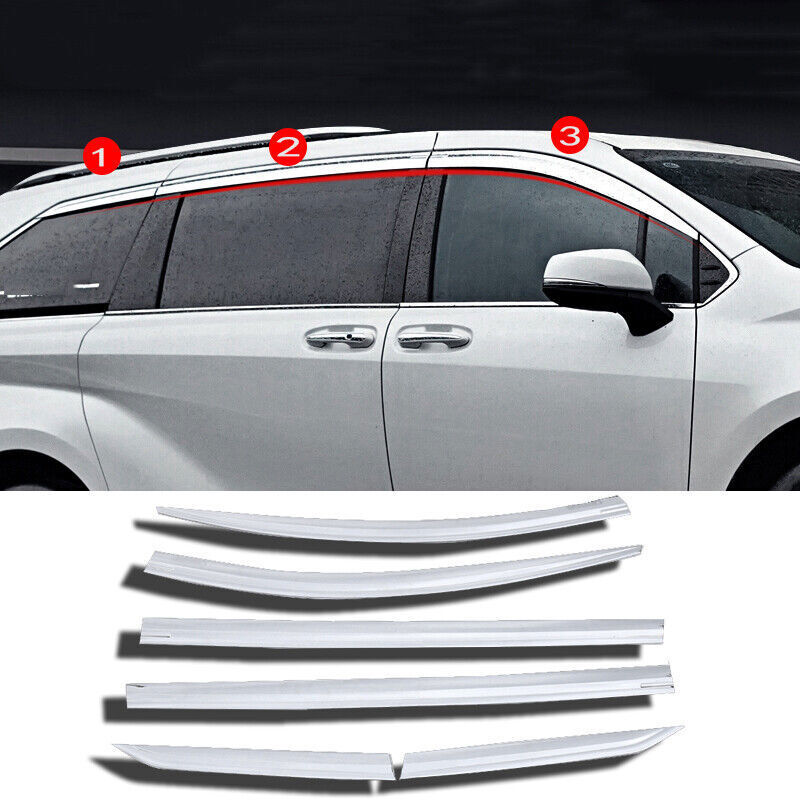 Chrome Side Window Visor Vent Deflector Sun Rain Guard for Toyota for Sienna 2021-23