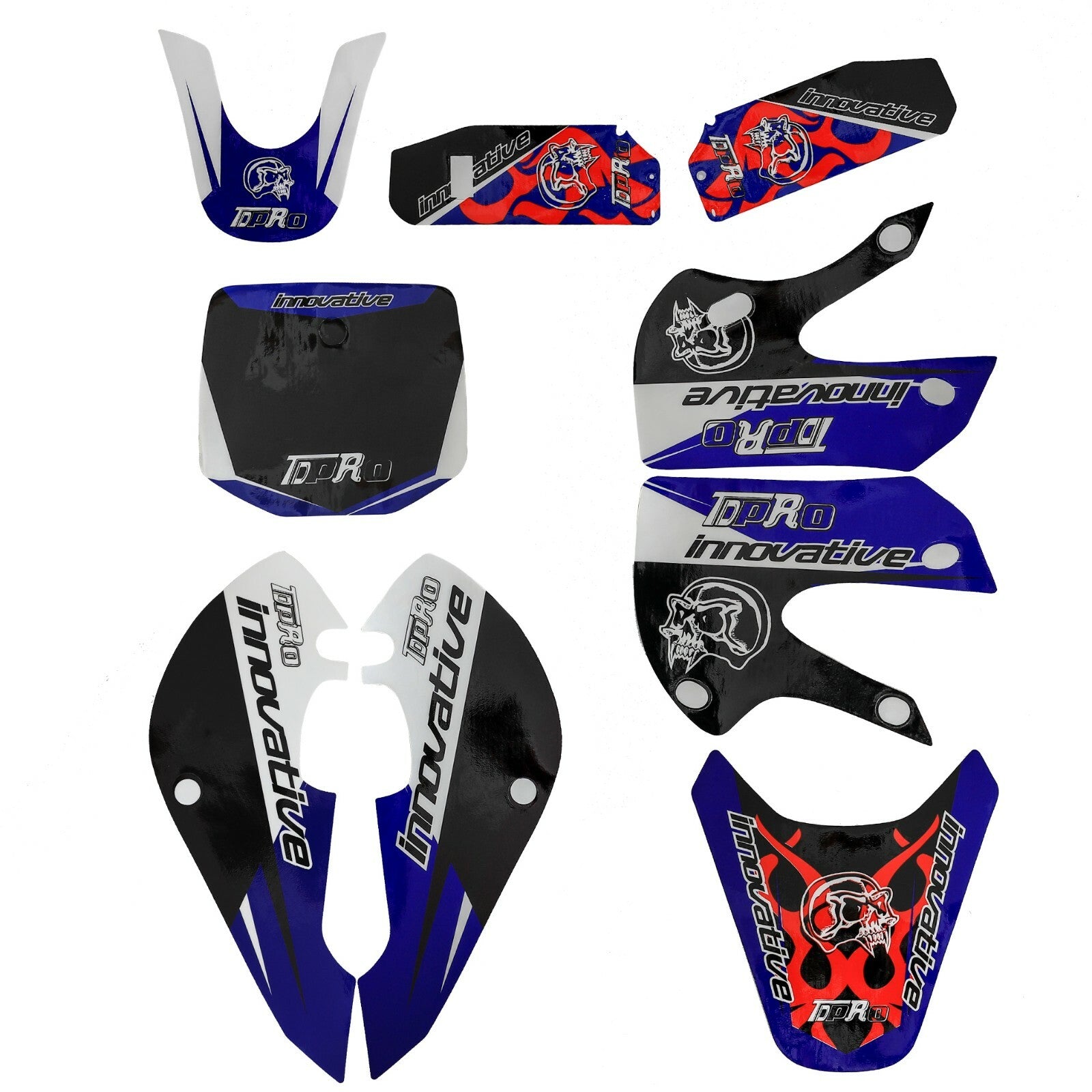 Plastic mudguard stickers and decals for Kawasaki KLX110, KX65, for Suzuki DRZ110, RM65