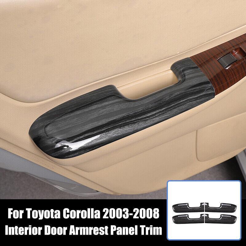 for Toyota for Corolla 2003-2008 Black Wood Grain Inner Door Armrest Cover Trim 4PC