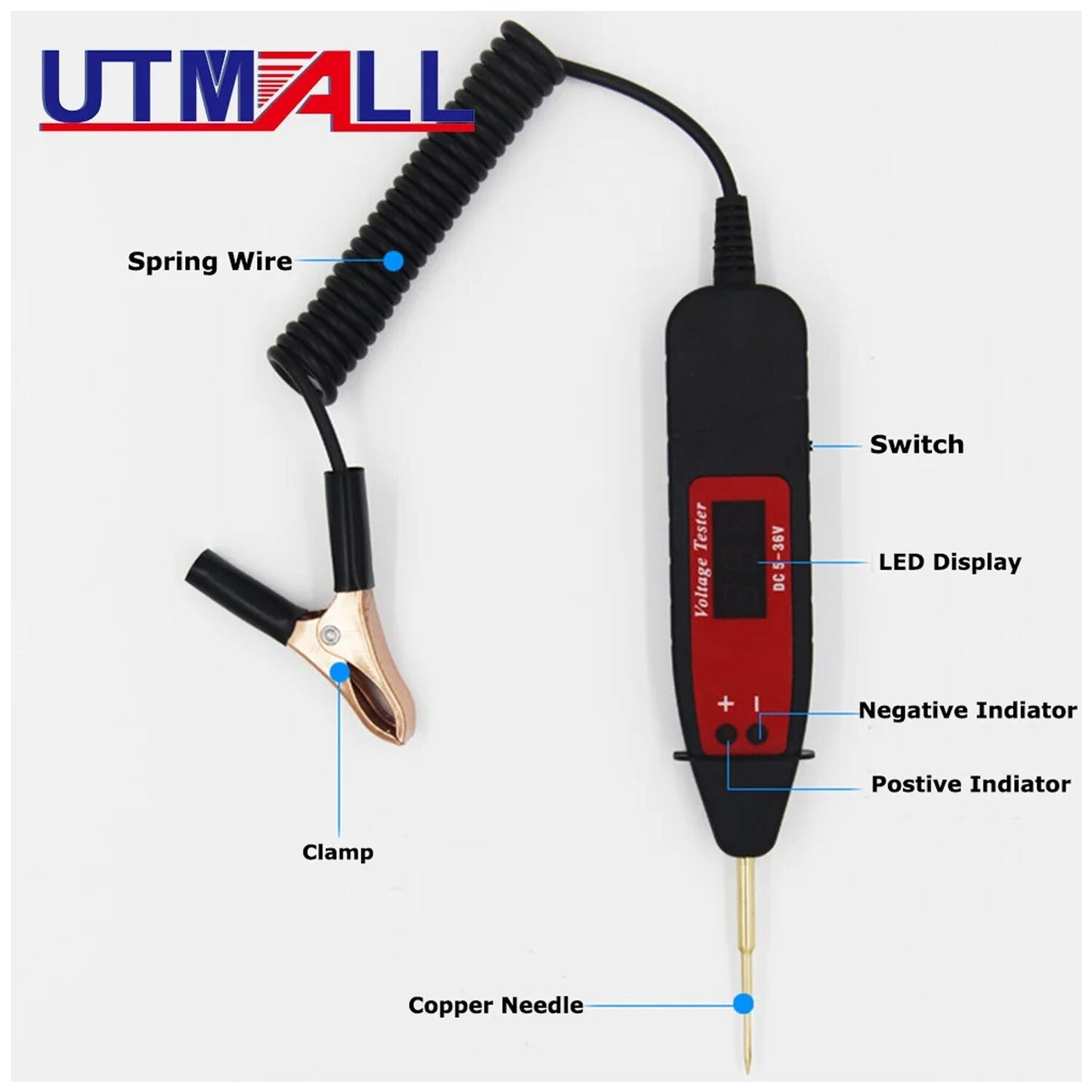 Universal DC 5-36V Automotive LCD Digital Circuit Tester Voltmeter Probes