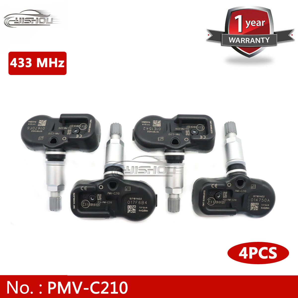 Kit (4) 433MHz Tire Pressure Sensor (TPMS) for Toyota Avensis Yaris Auris RAV4 IV