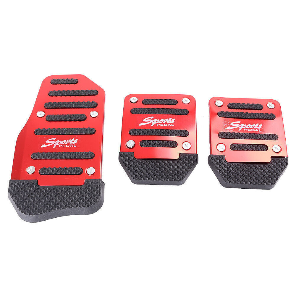 3x Manual Car Clutch Brake Accelerator Pedal Nonslip Foot Treadle Cover Red