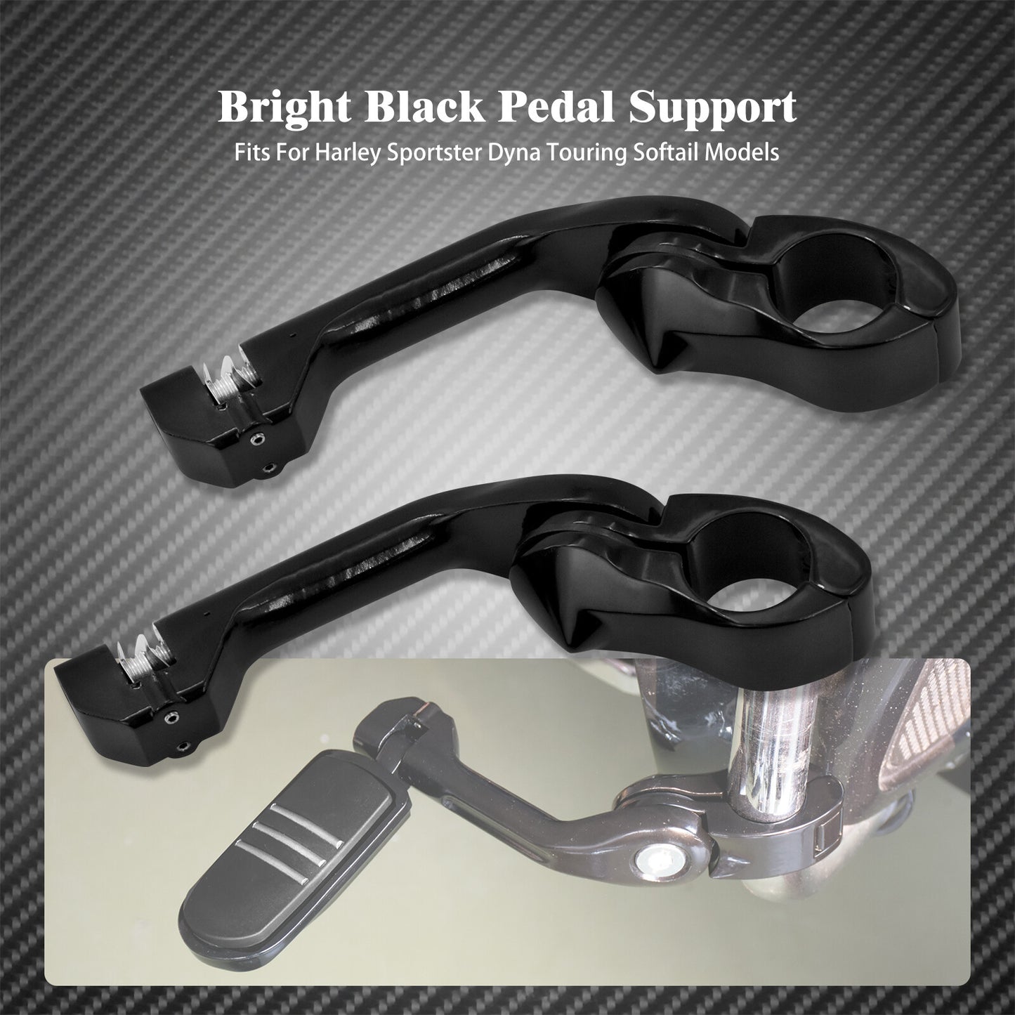 Black 1-1/4 Engine Guard Highway Long Angled Mount Foot Pegs for Harley Touring