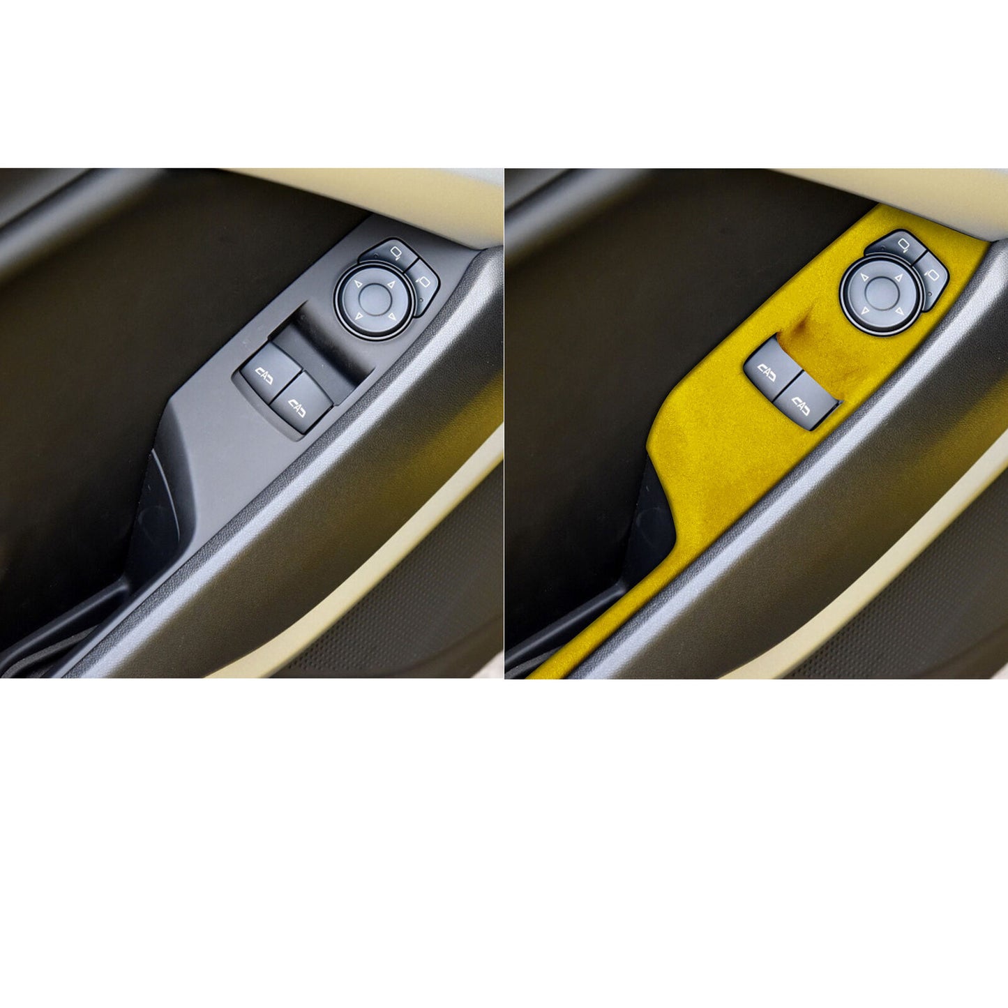 Glass Window Lifting Lock Panel Trim Fit for Chevrolet Camaro 16-20 Yellow Suede