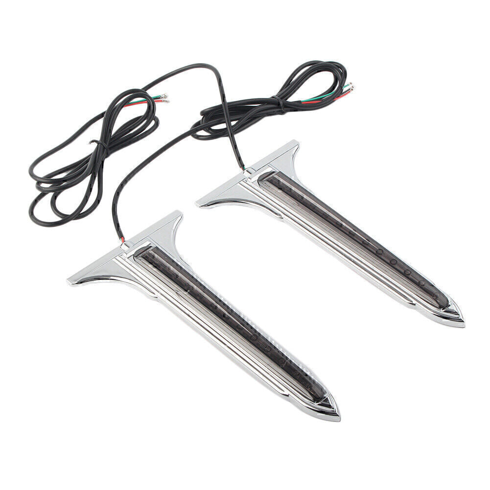 Chrome LED Rear Saddlebag Accents Light Smoke Lens for Harley Touring Road King