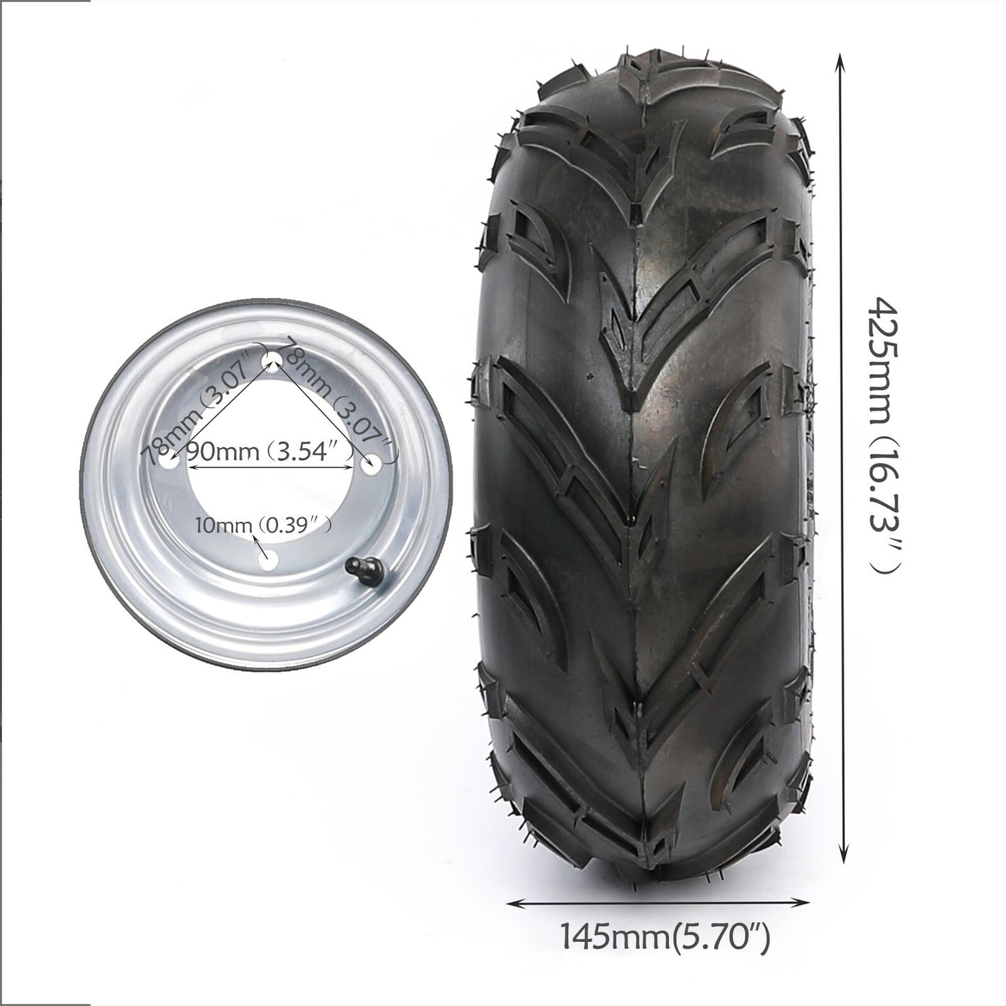 4-piece complete all-terrain vehicle tire set 16x8x7, 16x8-7 tires, 4-cam wheels, go-kart four-wheel for golf cart