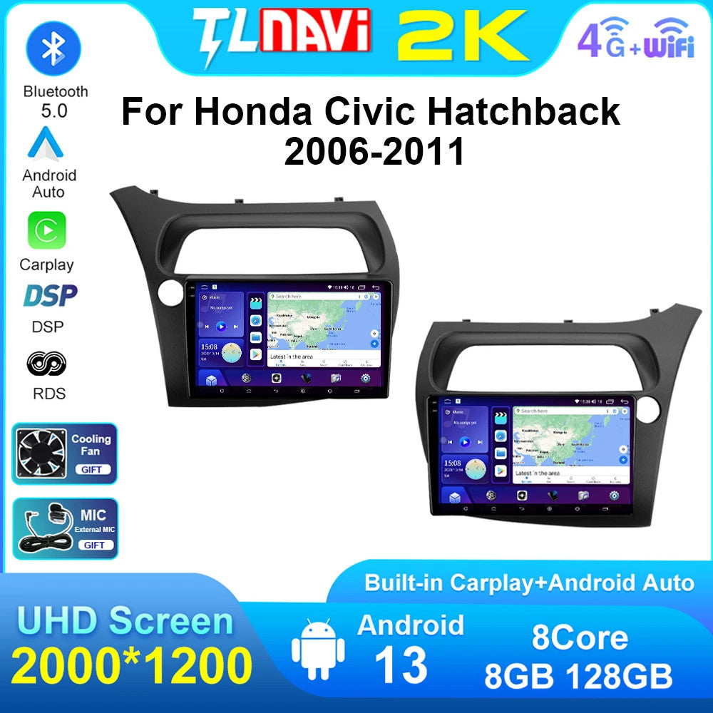 CarPlay Car Radio for Honda for Civic Hatchback 2006-2011 Stereo Multimedia Screen