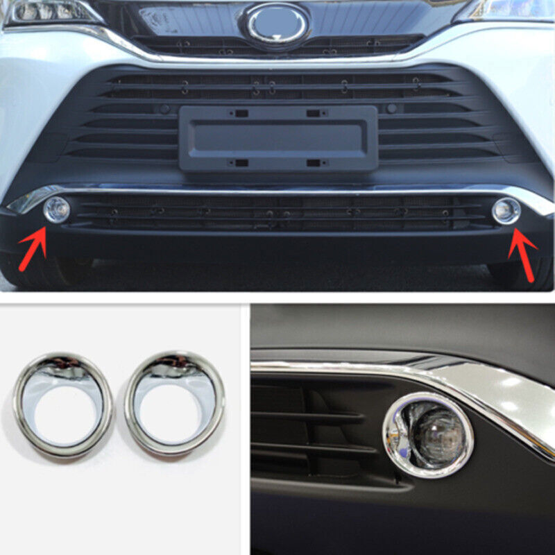 for Toyota Venza 21-2023 Chrome Front Bumper Fog Light Lamp Ring Cover Trim 2PC