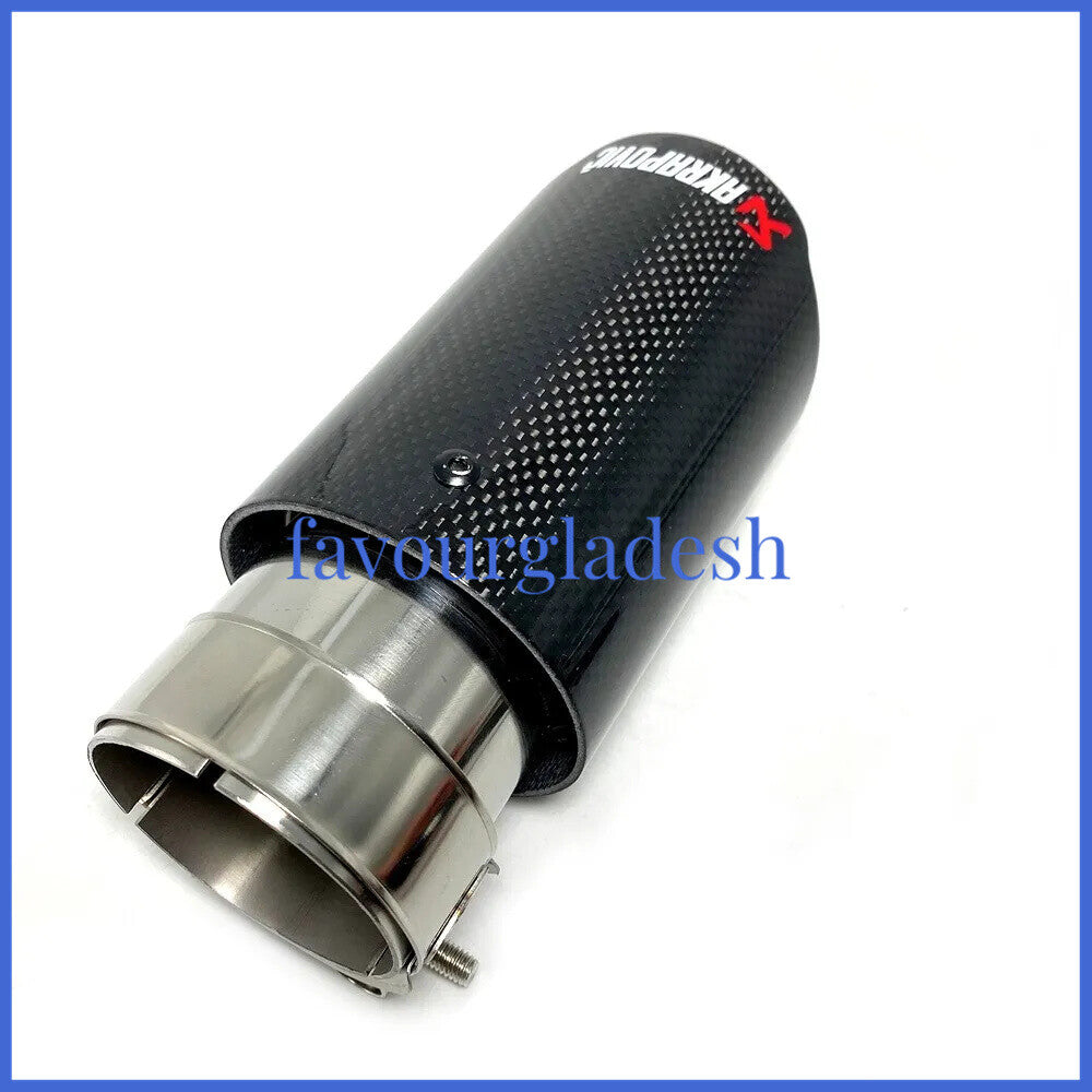 1 X IN 2.5 63MM OUT: 3.0 76MM Akrapovic Glossy Carbon Fiber Pipe Exhaust Tip