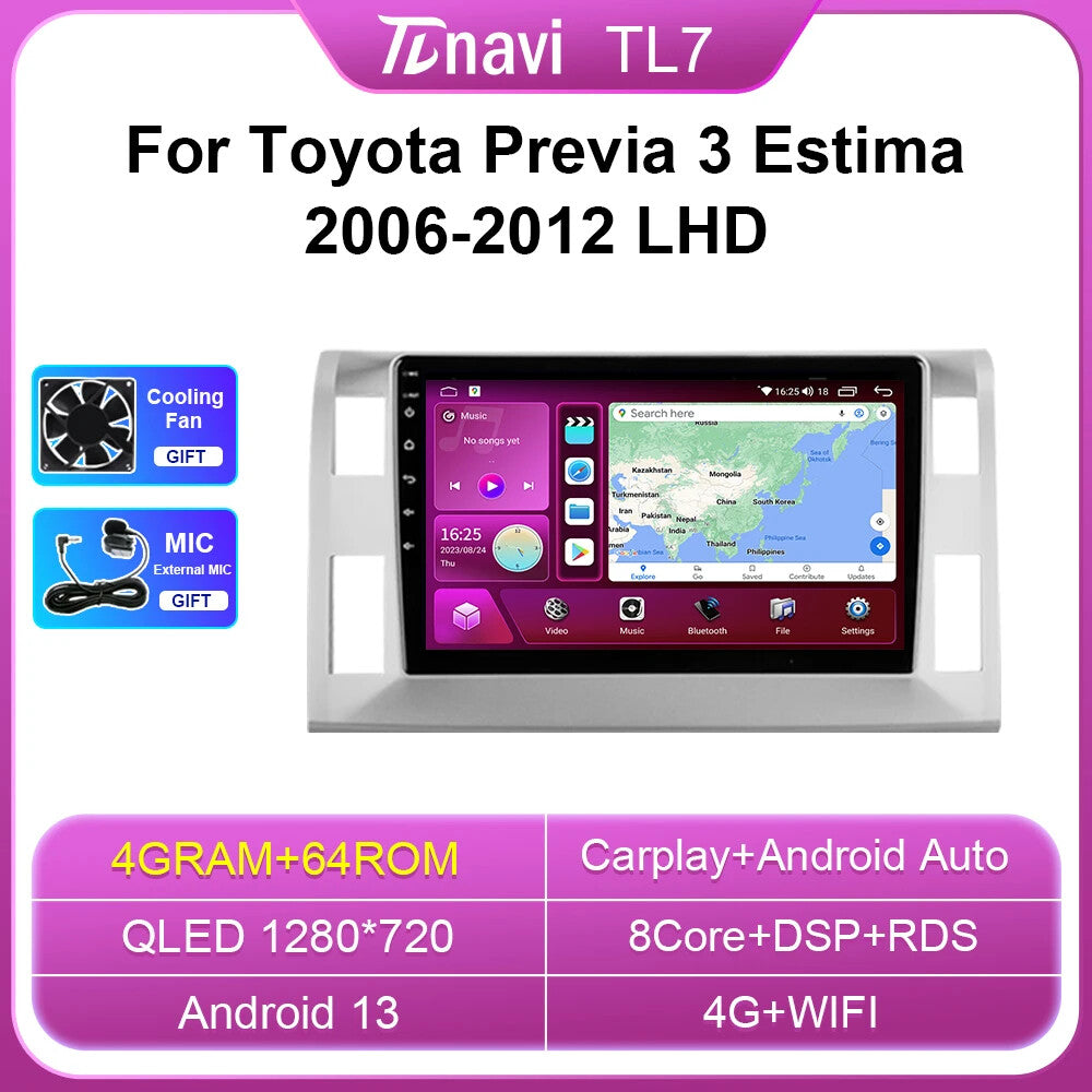 Android CarPlay Car Radio for Toyota Previa 3 XR50 Estima 2006-2012 GPS Player