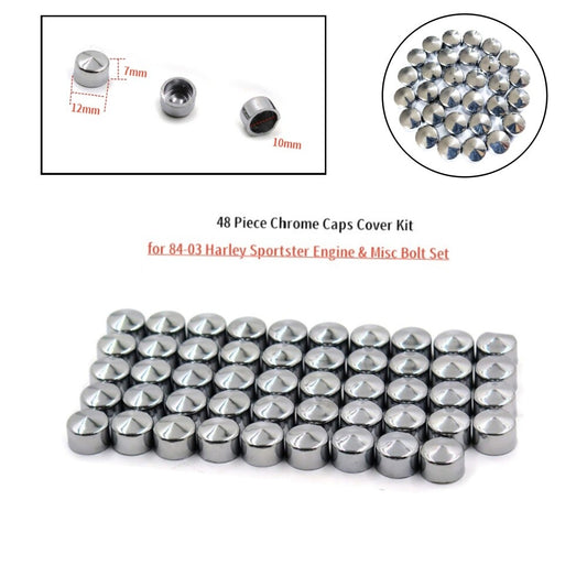 Chrome 48x Engine Full Bolt Cover Caps Kit for Harley Sportster  Misc Bolt Nut