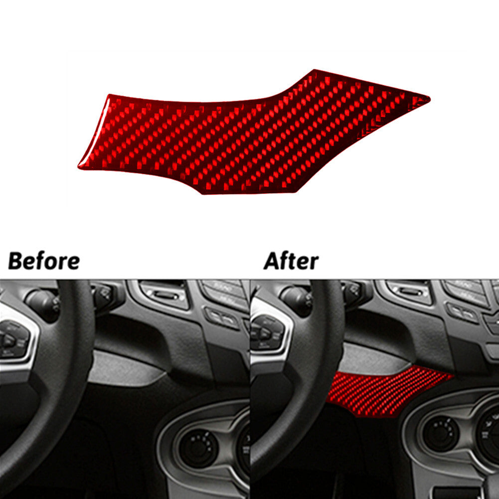 Red Carbon Fiber Below Of Climate Control Cover Trim for Ford Fiesta 2011-2015