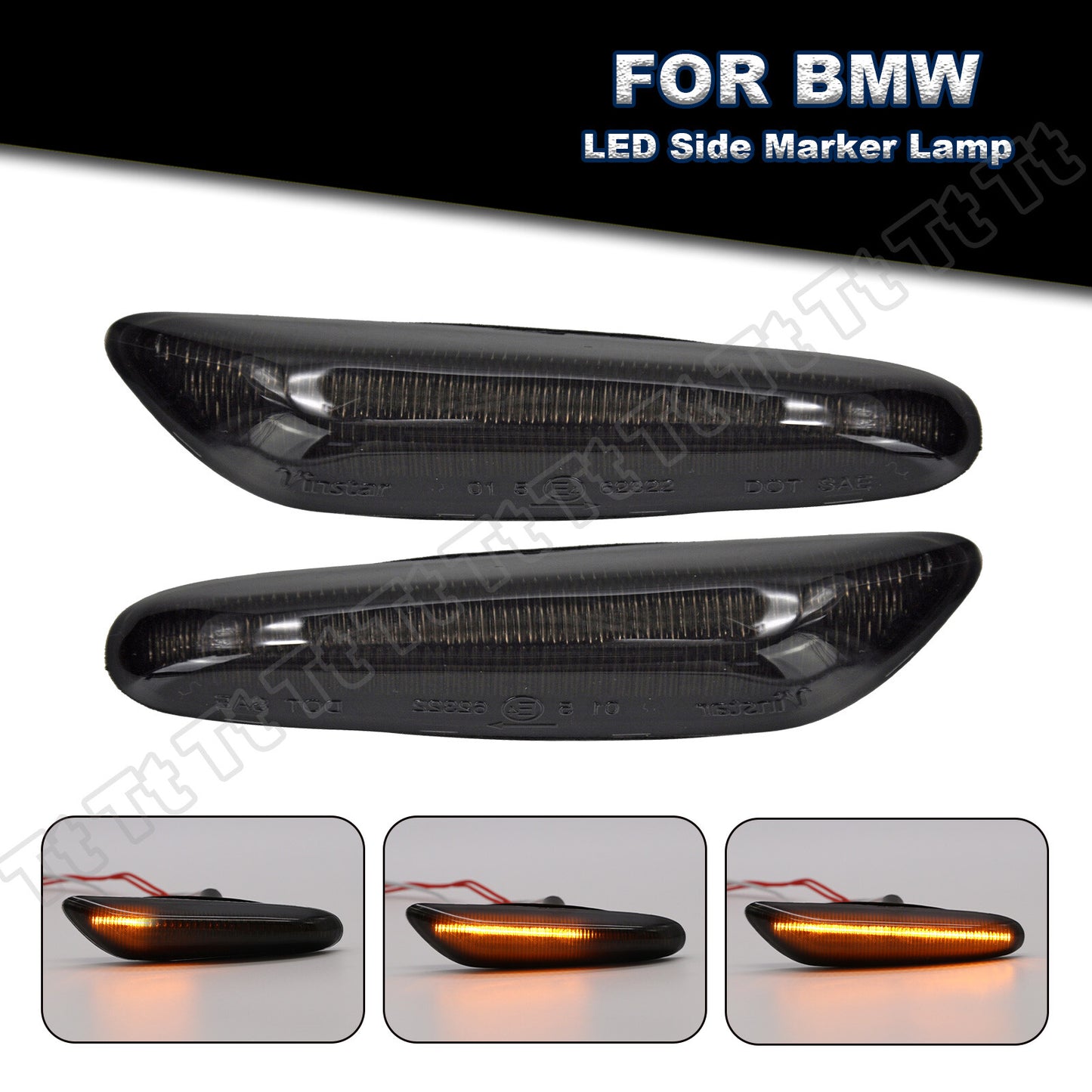 for BMW E60 E61 E82 E88 E90 E91 E92 E93 Sequential Smoke LED Side Marker Lights