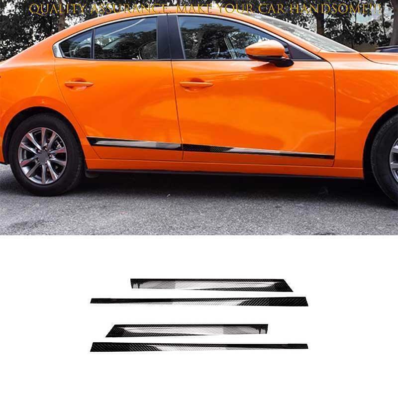 for Mazda 3 Axela 2019-23 Carbon Fiber Pattern Door Body Guard Moulding Trim 4X