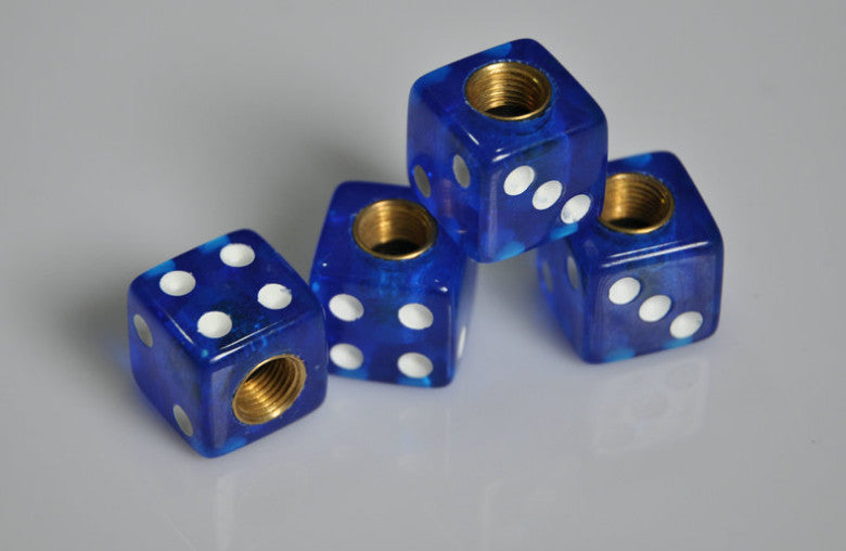 4pcs Clear blue Dice Tire/Wheel Air Stem Valve Caps for Car Truck Hot Rod