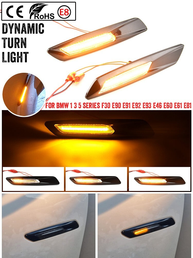 Dynamic Smoke LED Side Turn Signal Lamp for BMW 1 3 5 Series F30 E90 E91 E92 E93