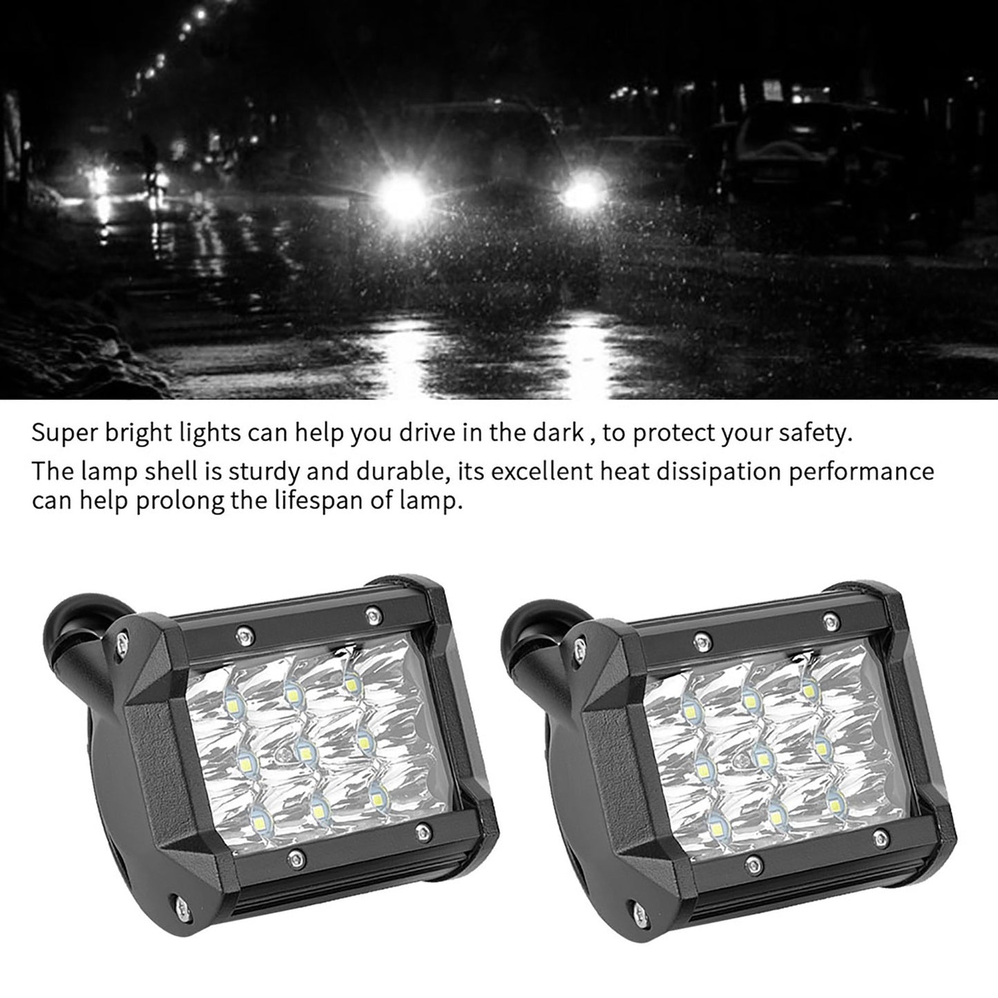 Universal LED Work Light 1 Pair 4inch 4-Row 36W LED Working Light Bar Driving
