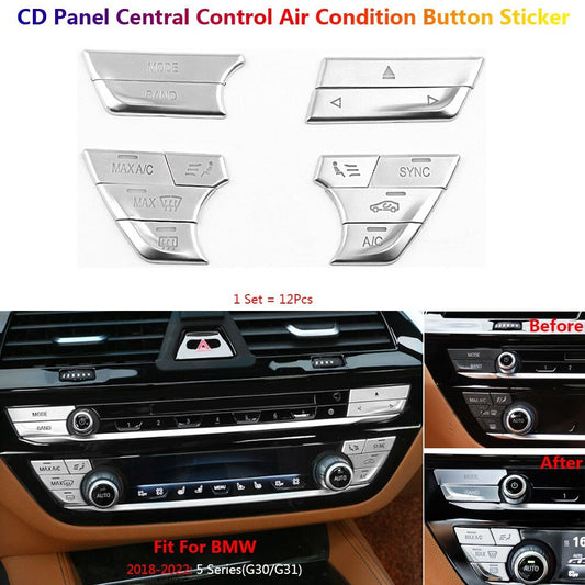 12x for BMW 5 Series G30 Car ConsoIe Interior CD AC Air Switch Button Cover Trim