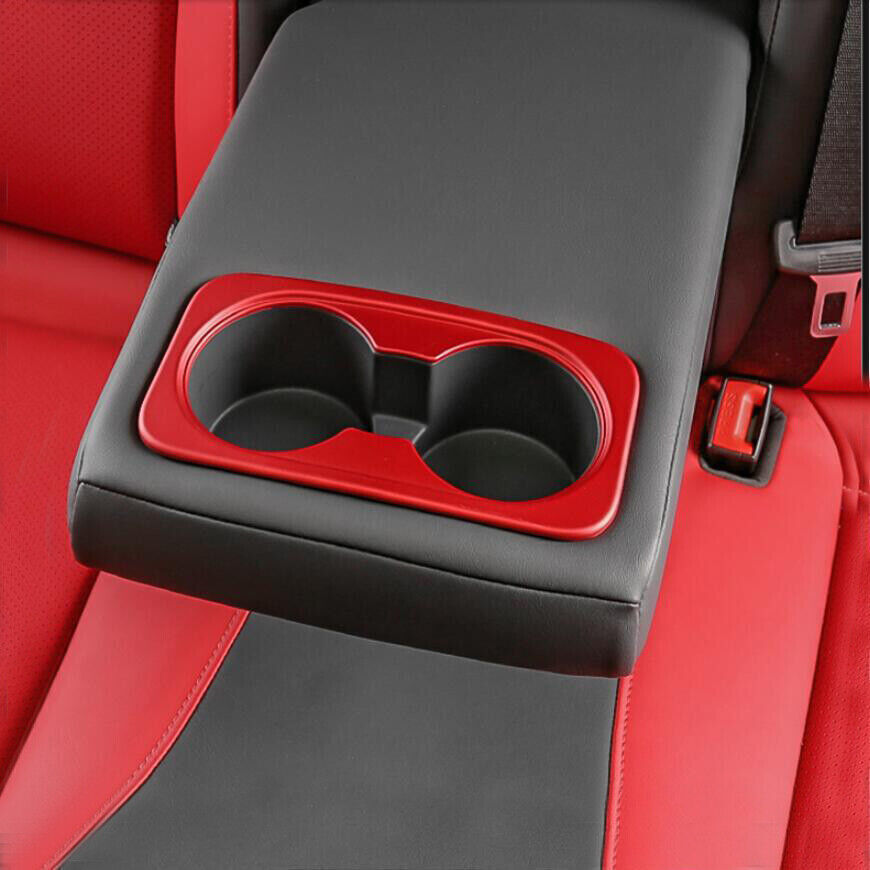 for Kia Forte/K3 2019-2023 ABS Red Rear Water Cup Holder Panel Frame Cover Trim