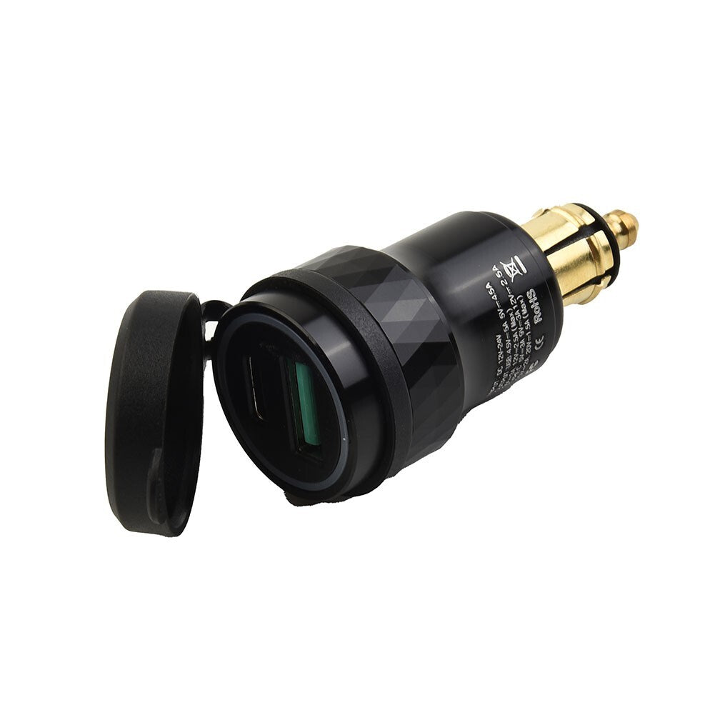 Black 2 USB Charger DIN Socket Adapter for Ducati Motorcycle